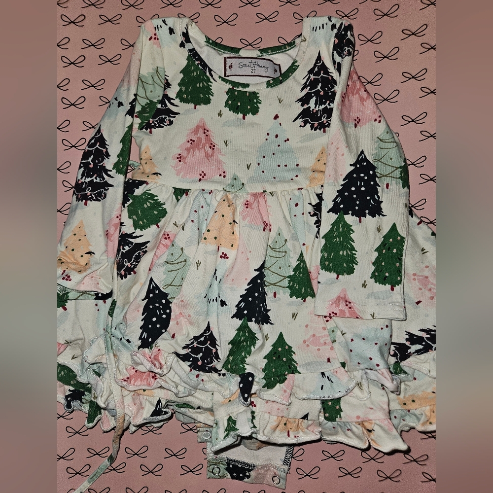 SweetHoney Christmas Tree Print Dress